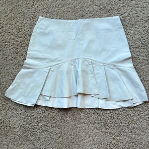 Zara High-Low White Leather Mini Skirt size M